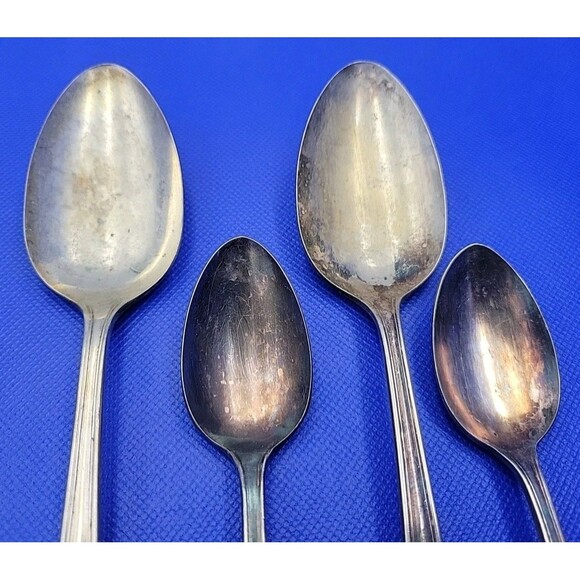 Vintage Wm A. Rogers Silverplate SHELTON Dinner Serving Spoons & Spoons c1935 - Picture 4 of 7